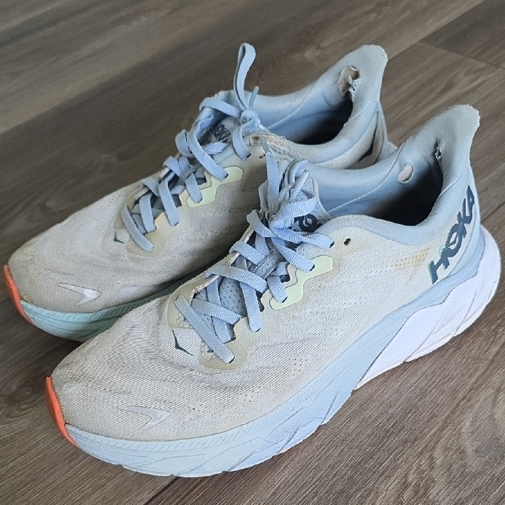 Hoka Women's Athletic Shoes - Cream and Light Blue